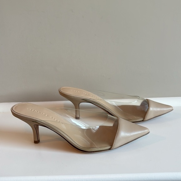 Veronica Beard Cream and PVC Mules - Picture 2 of 5